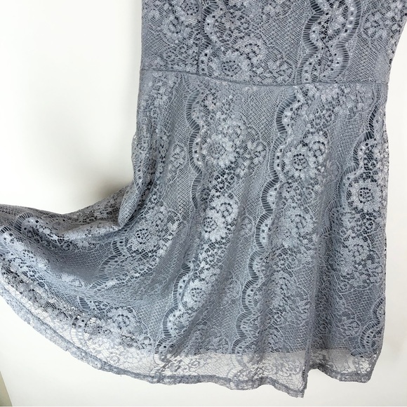 NWT Speechless Sleeveless Blue Silver Lace Skater Dress - Picture 4 of 12